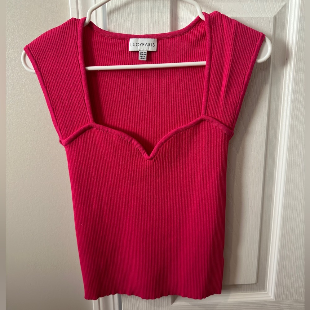 Lucy Paris Fuschia Ribbed top